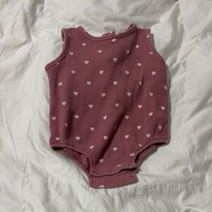 Pink Heart Patterned Kids One Piece